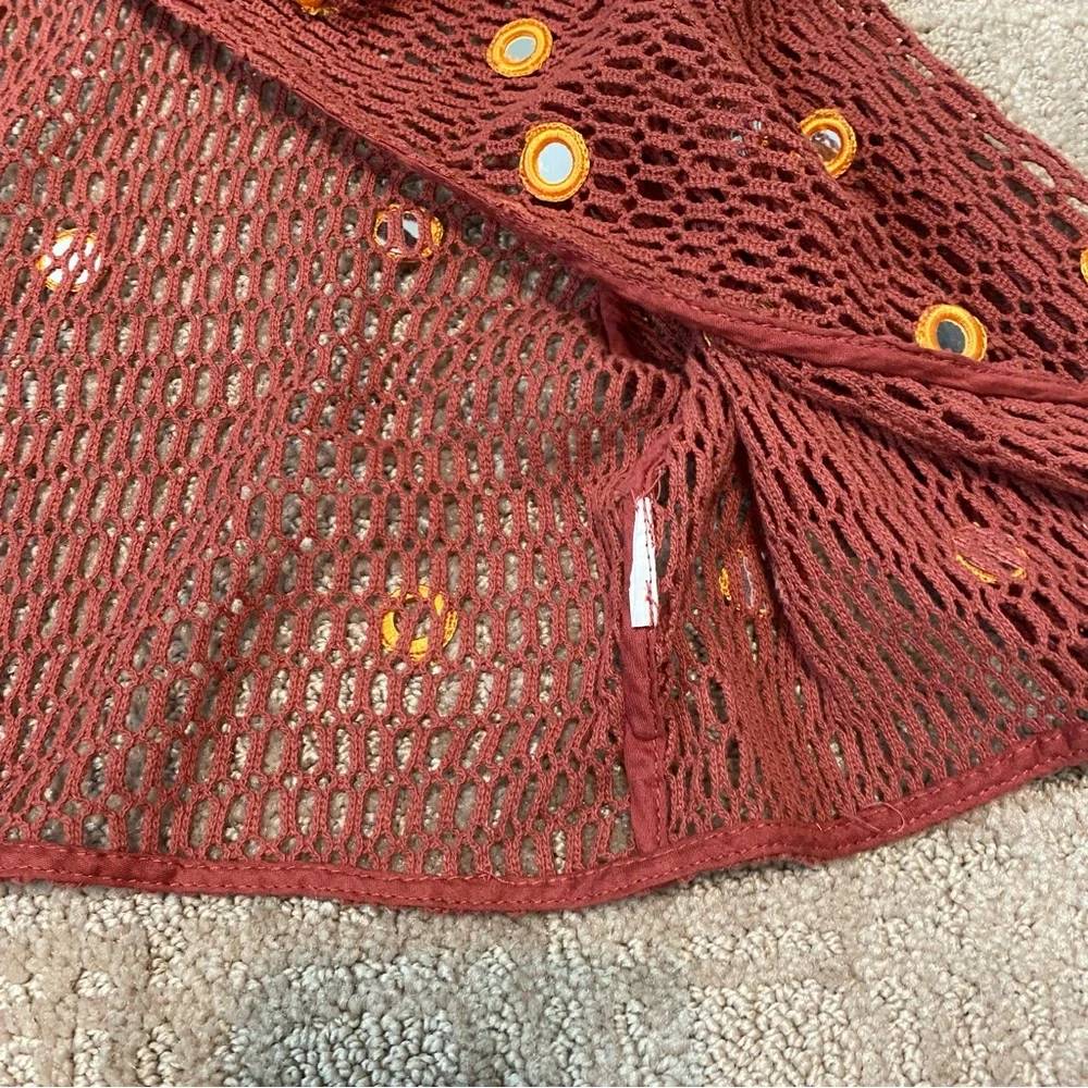 {Zara} Mesh Cropped Cardigan / Swim Cover With Mirror Details ~ Size Medium